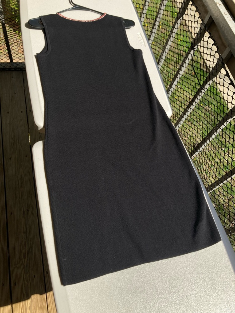 Jones New York Black Ribbed Knit Dress Sleeveless Geometric Trim Sweater Dress - Picture 9 of 13